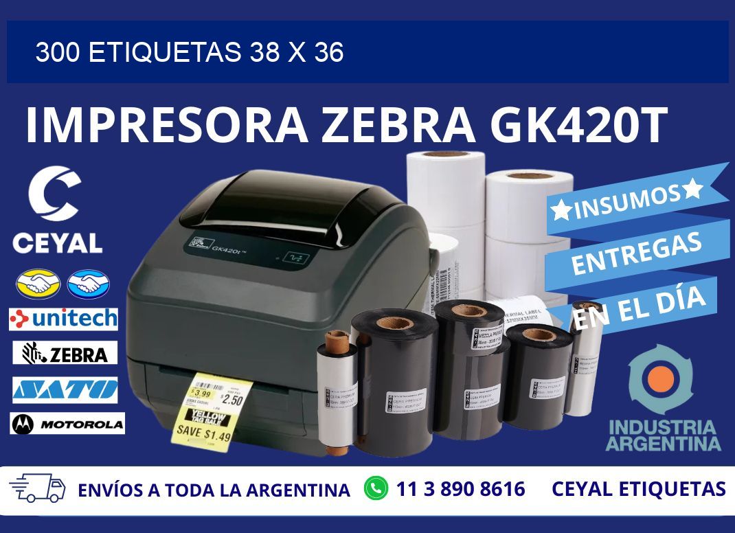 300 ETIQUETAS 38 x 36