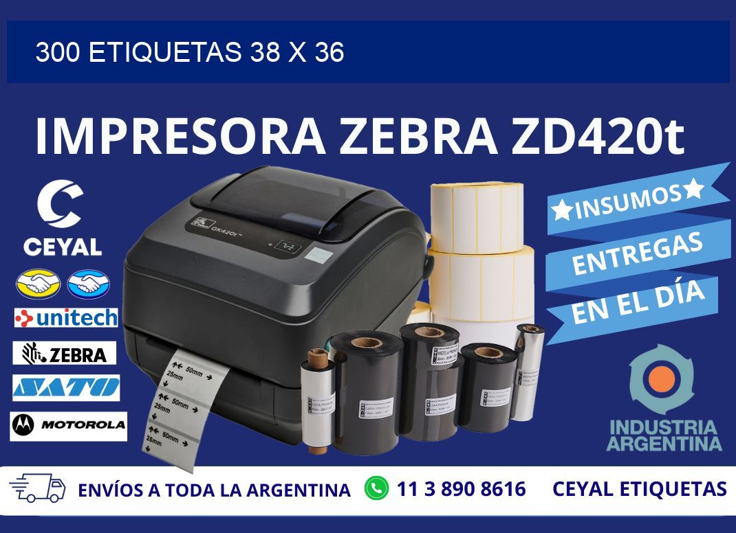 300 ETIQUETAS 38 x 36