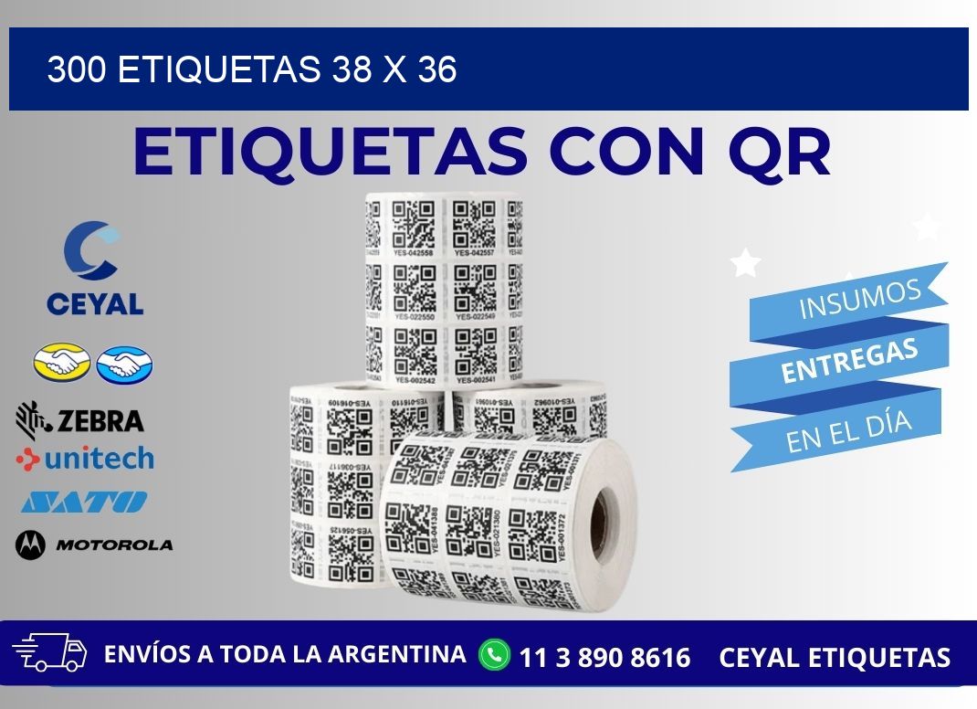 300 ETIQUETAS 38 x 36