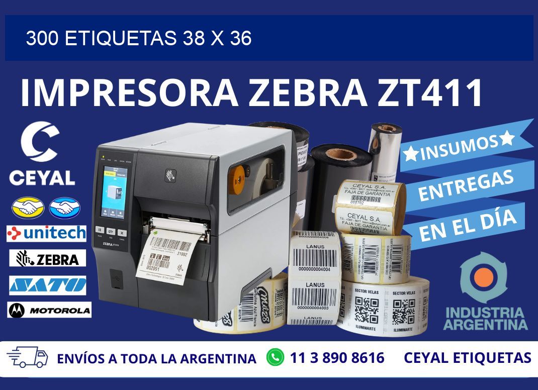 300 ETIQUETAS 38 x 36