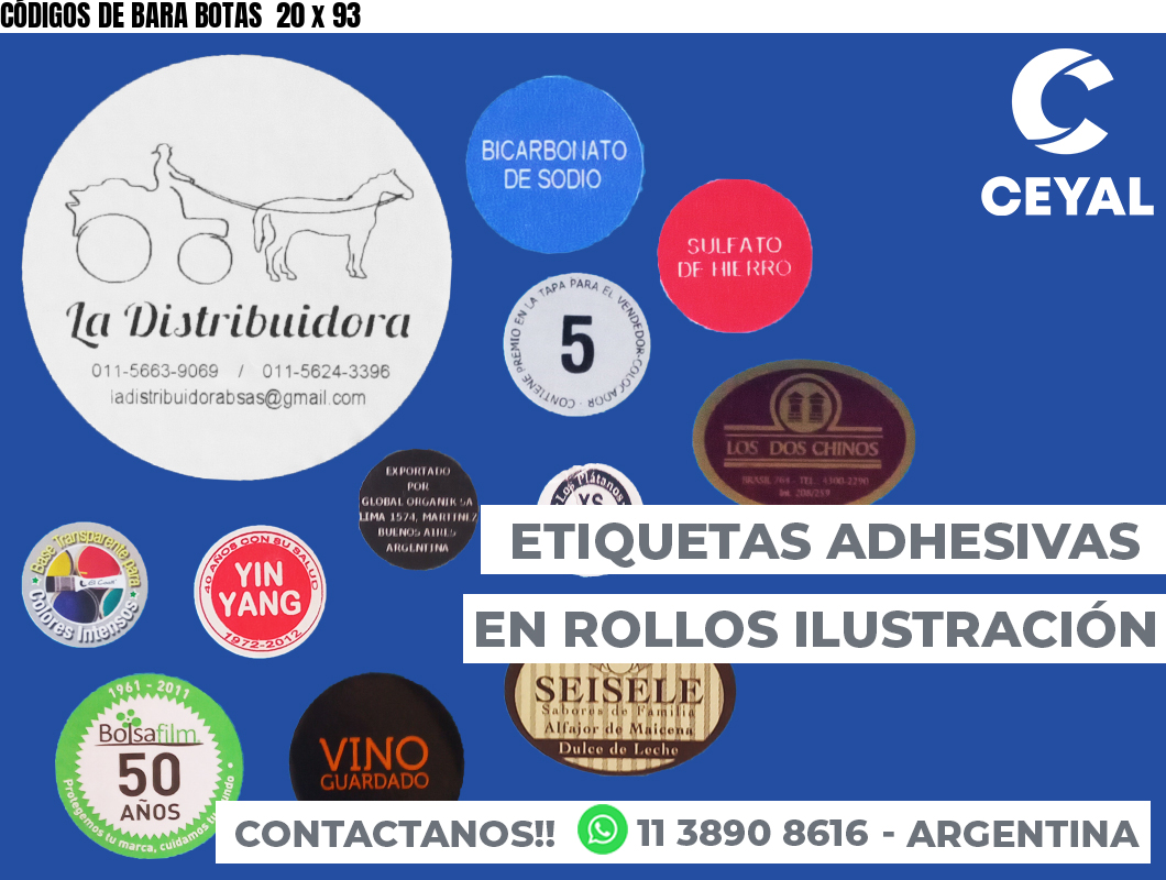 CÓDIGOS DE BARA BOTAS 20 x 93