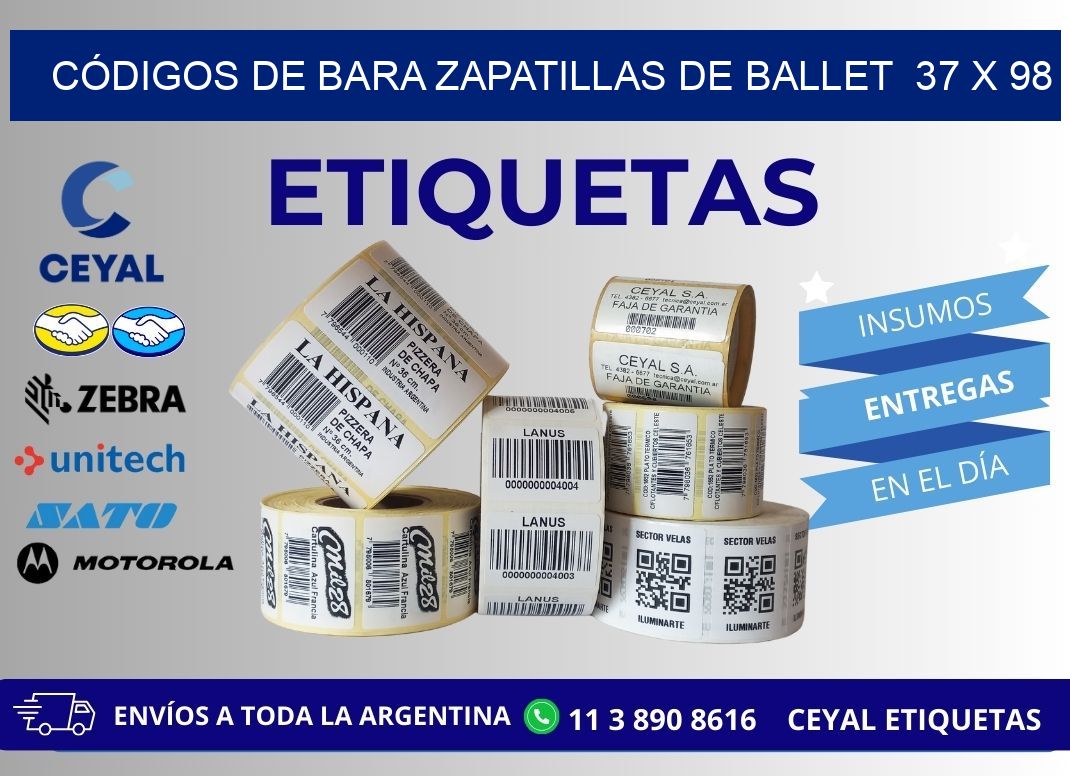 CÓDIGOS DE BARA ZAPATILLAS DE BALLET  37 x 98