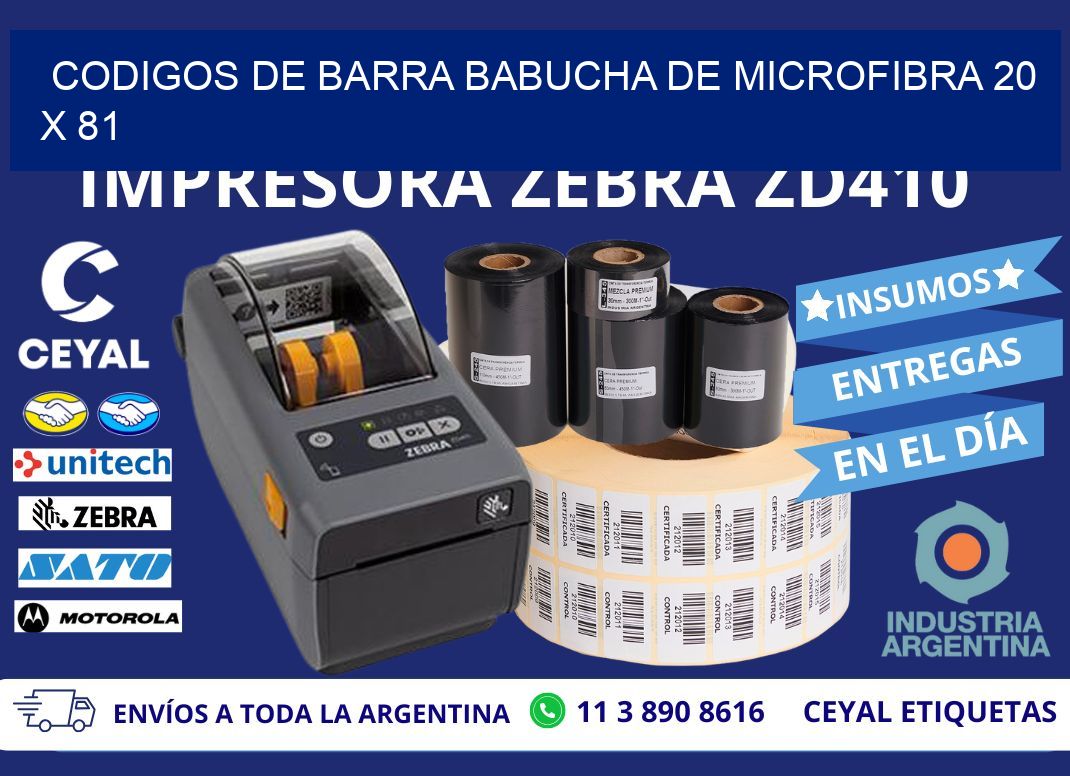 CODIGOS DE BARRA BABUCHA DE MICROFIBRA 20 x 81