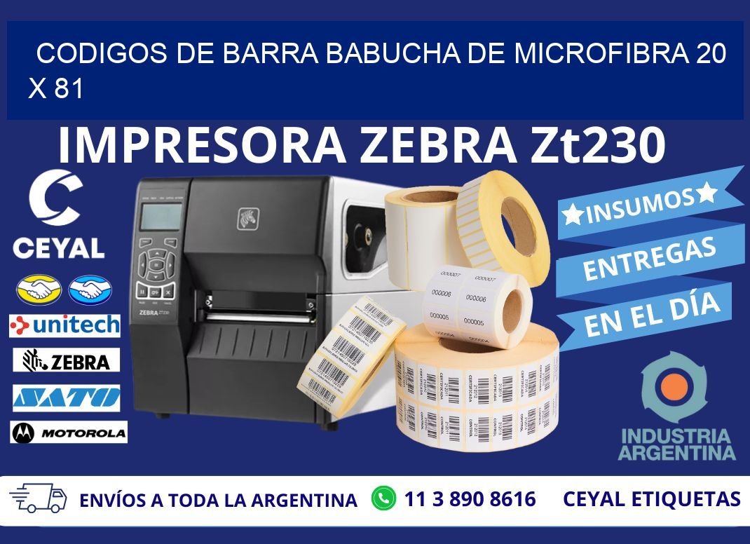 CODIGOS DE BARRA BABUCHA DE MICROFIBRA 20 x 81