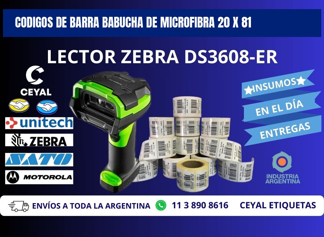 CODIGOS DE BARRA BABUCHA DE MICROFIBRA 20 x 81