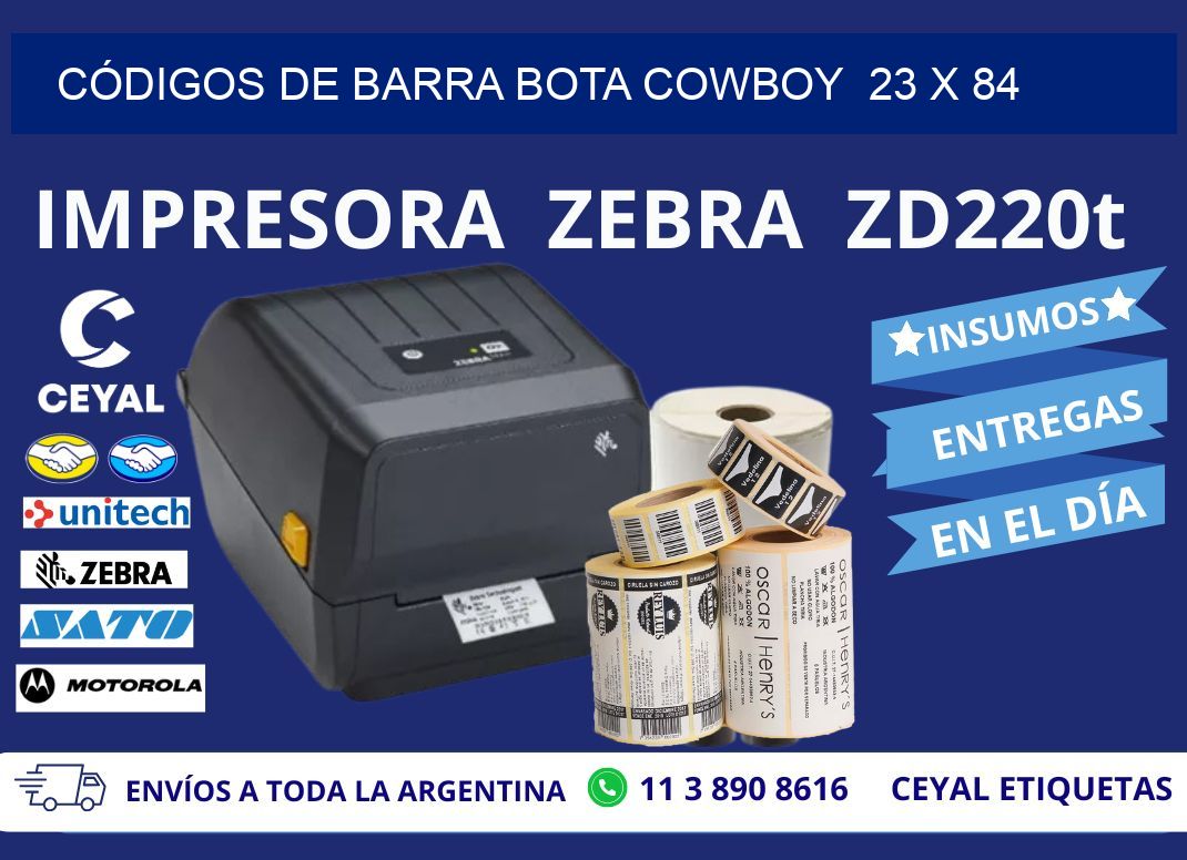 CÓDIGOS DE BARRA BOTA COWBOY  23 x 84