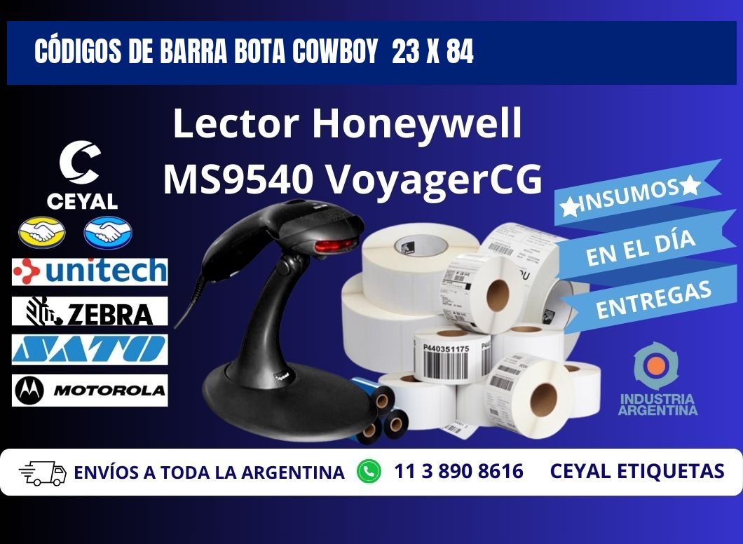 CÓDIGOS DE BARRA BOTA COWBOY  23 x 84