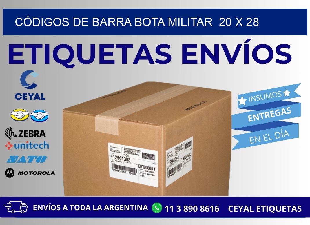 CÓDIGOS DE BARRA BOTA MILITAR 20 x 28