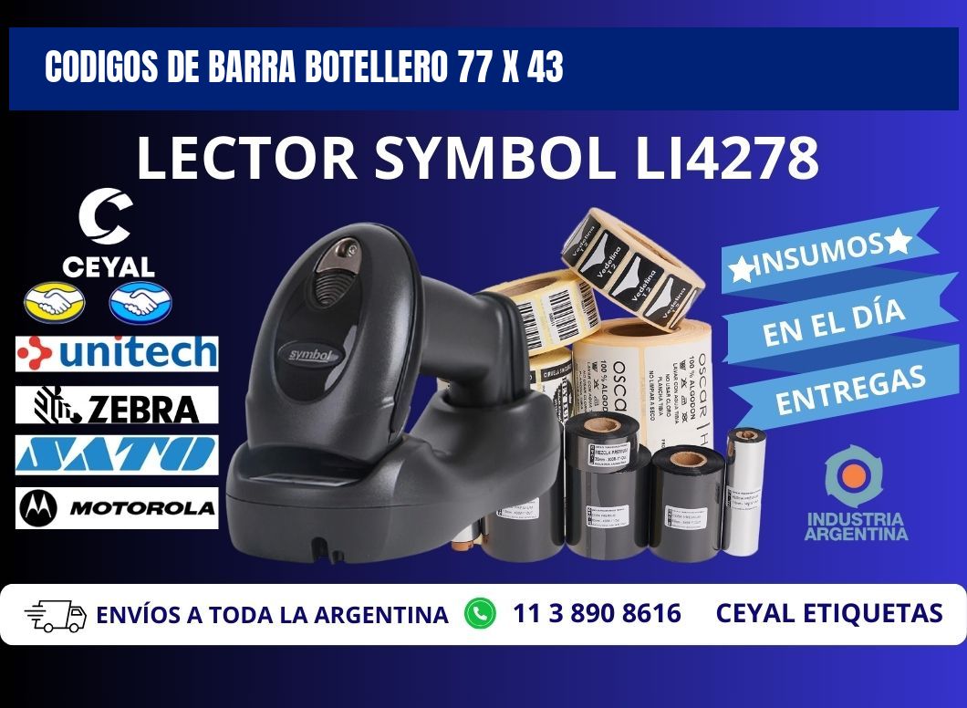 CODIGOS DE BARRA BOTELLERO 77 x 43