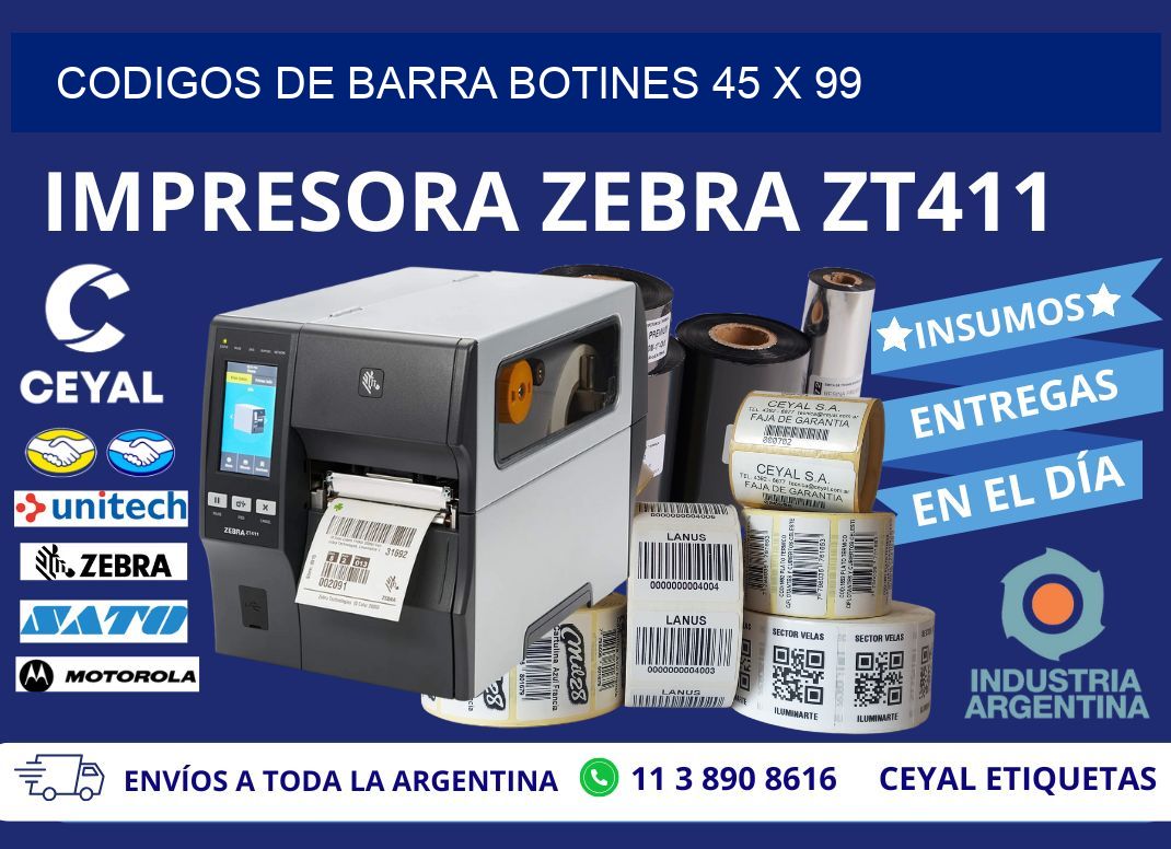 CODIGOS DE BARRA BOTINES 45 x 99