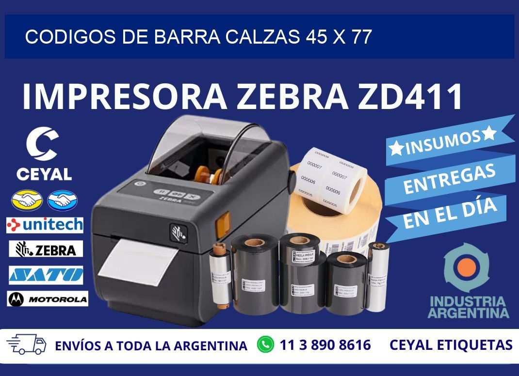 CODIGOS DE BARRA CALZAS 45 x 77