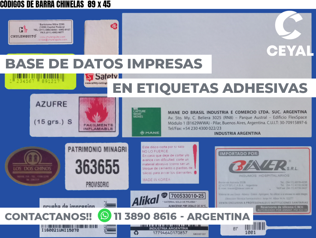 CÓDIGOS DE BARRA CHINELAS  89 x 45