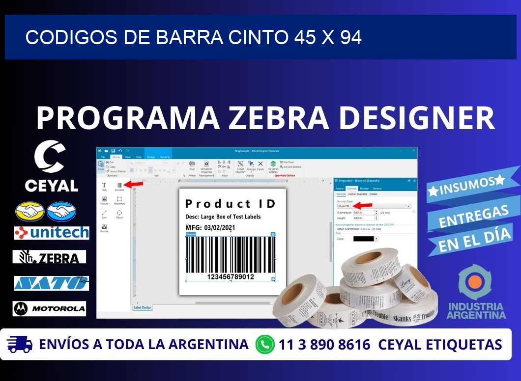 CODIGOS DE BARRA CINTO 45 x 94
