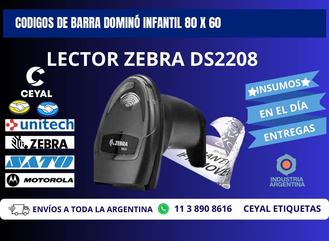 CODIGOS DE BARRA DOMINÓ INFANTIL 80 x 60