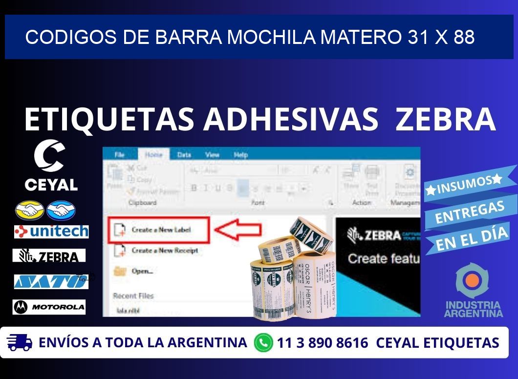 CODIGOS DE BARRA MOCHILA MATERO 31 x 88