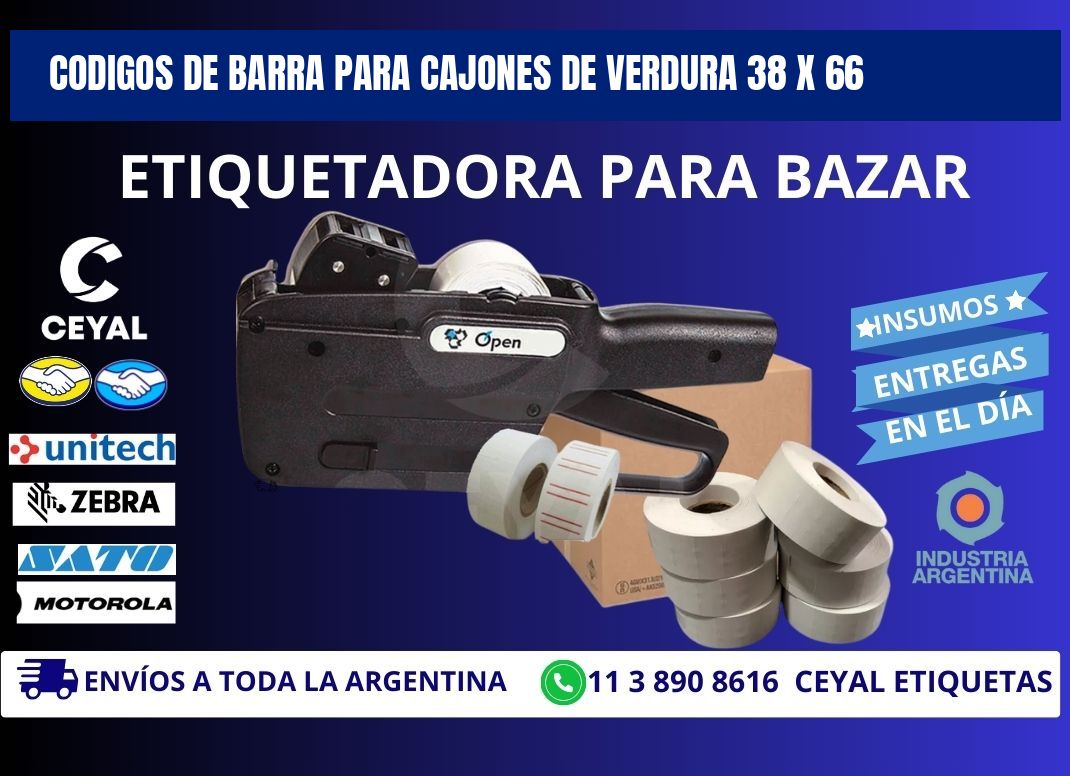 CODIGOS DE BARRA PARA CAJONES DE VERDURA 38 x 66