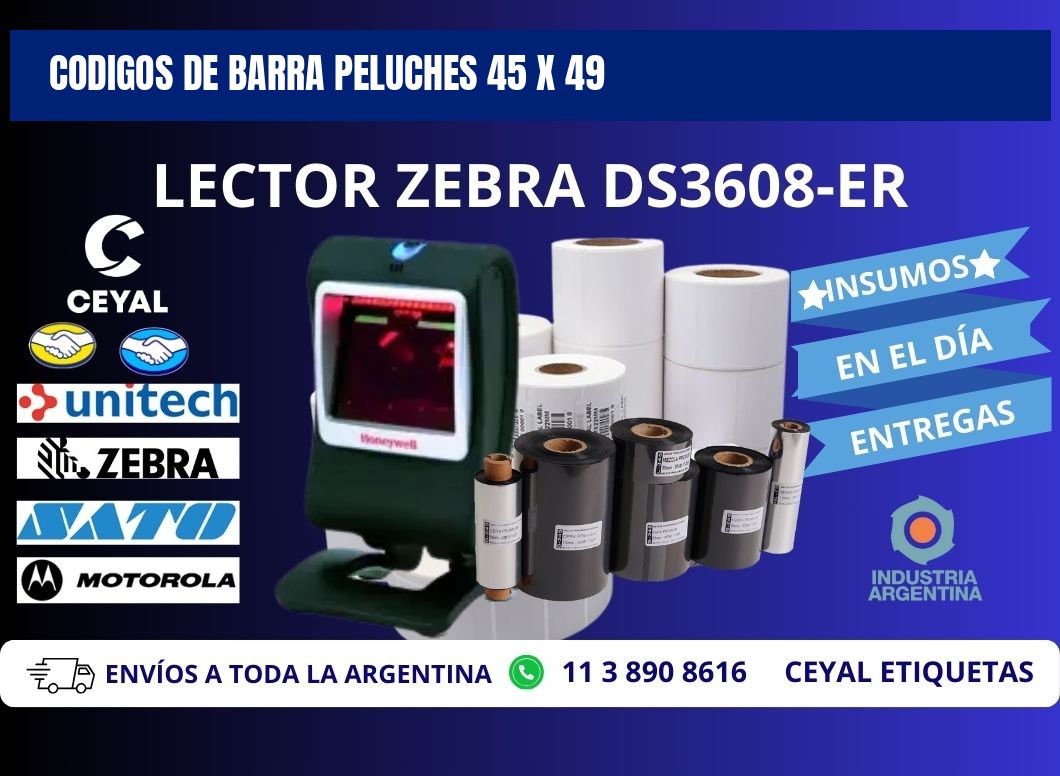 CODIGOS DE BARRA PELUCHES 45 x 49