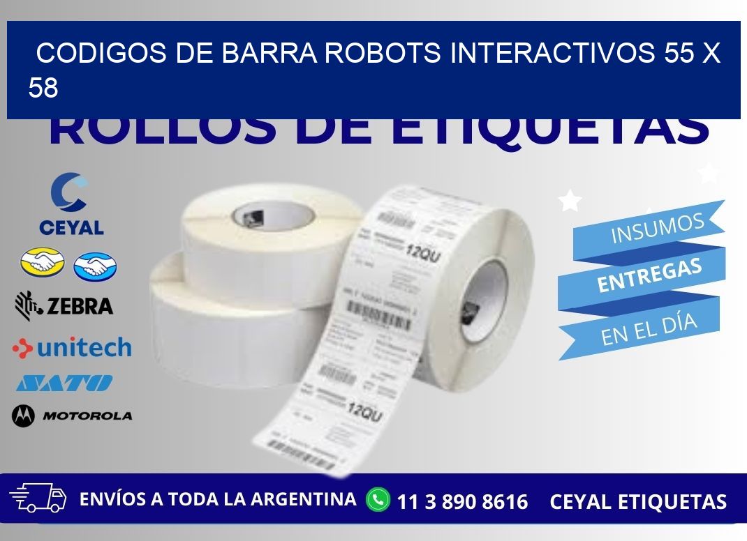 CODIGOS DE BARRA ROBOTS INTERACTIVOS 55 x 58