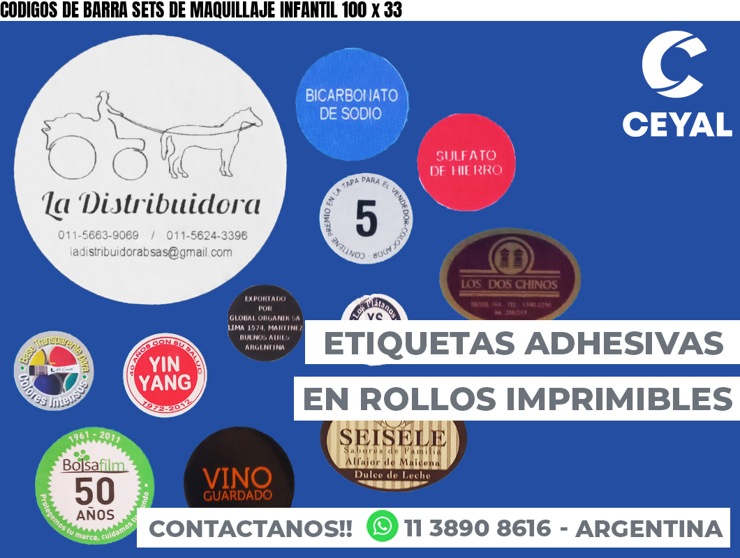 CODIGOS DE BARRA SETS DE MAQUILLAJE INFANTIL 100 x 33
