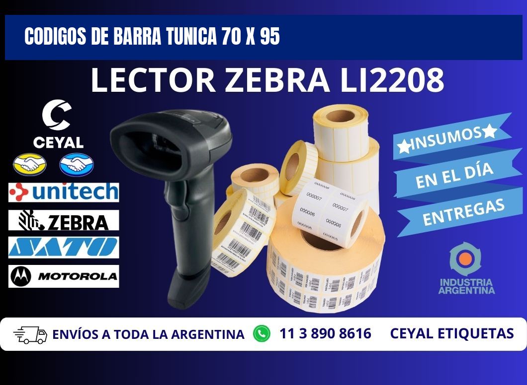 CODIGOS DE BARRA TUNICA 70 x 95