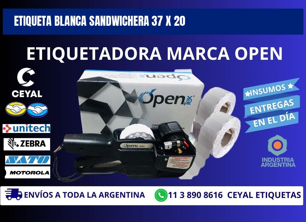 ETIQUETA BLANCA SANDWICHERA 37 x 20