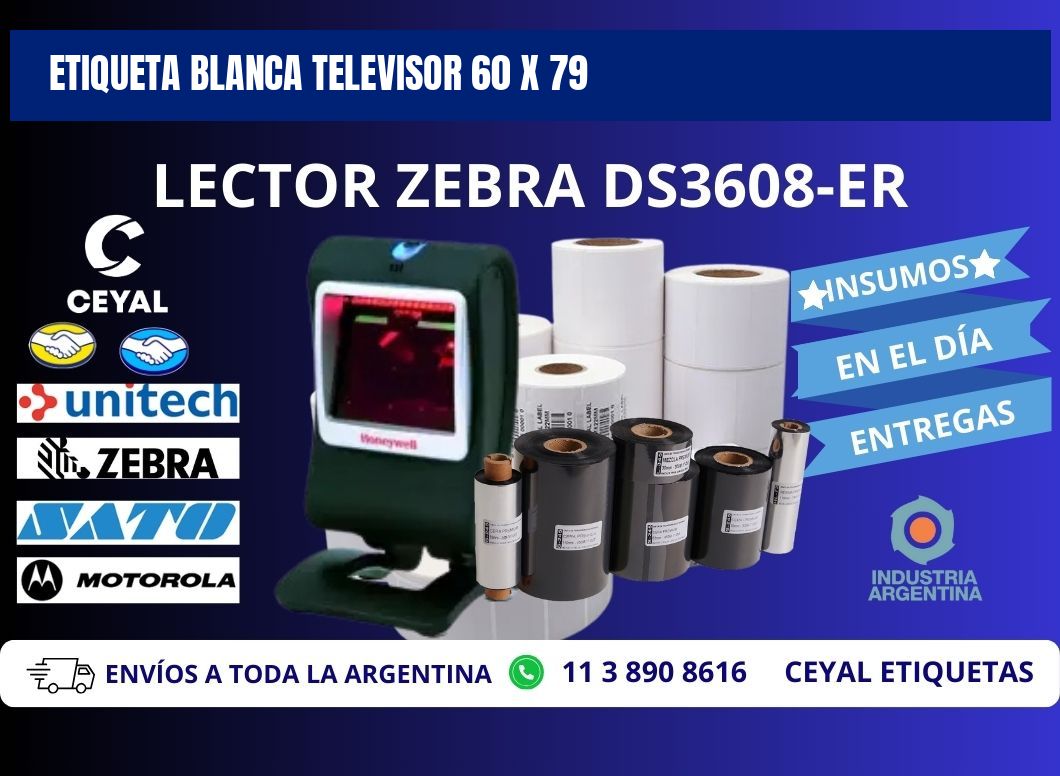 ETIQUETA BLANCA TELEVISOR 60 x 79