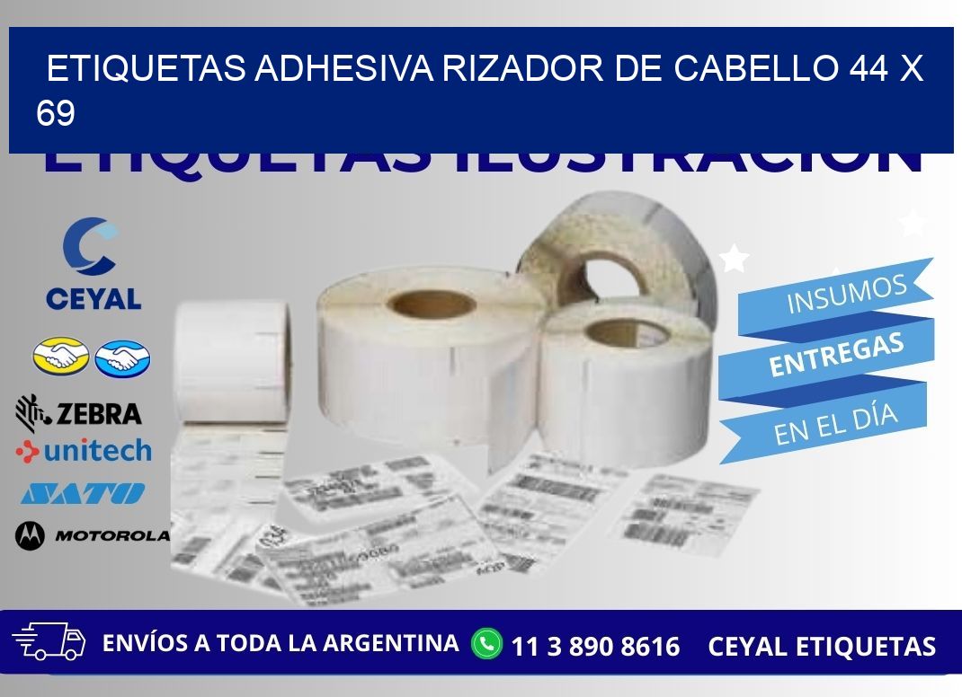 ETIQUETAS ADHESIVA RIZADOR DE CABELLO 44 x 69