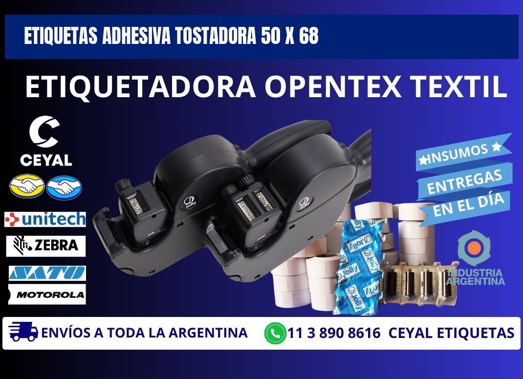 ETIQUETAS ADHESIVA TOSTADORA 50 x 68