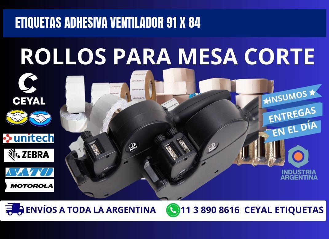 ETIQUETAS ADHESIVA VENTILADOR 91 x 84