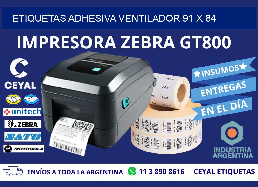 ETIQUETAS ADHESIVA VENTILADOR 91 x 84