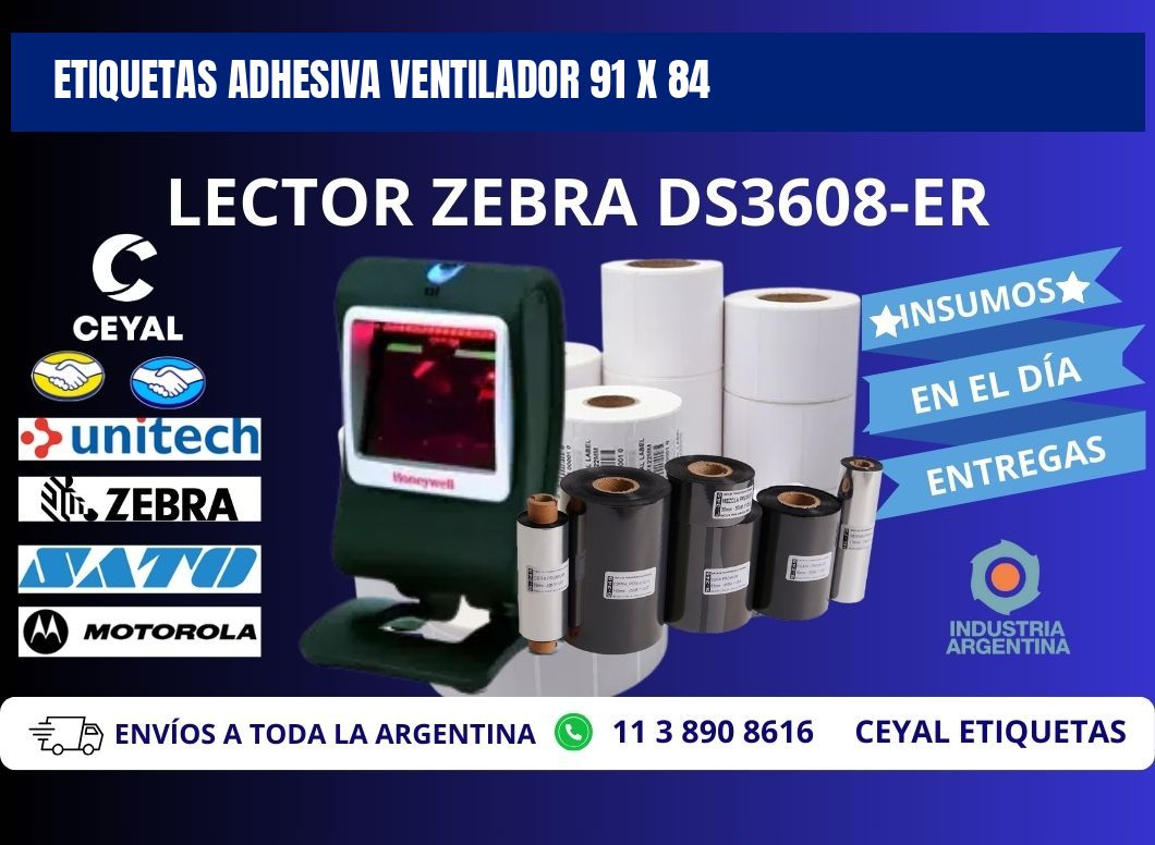 ETIQUETAS ADHESIVA VENTILADOR 91 x 84