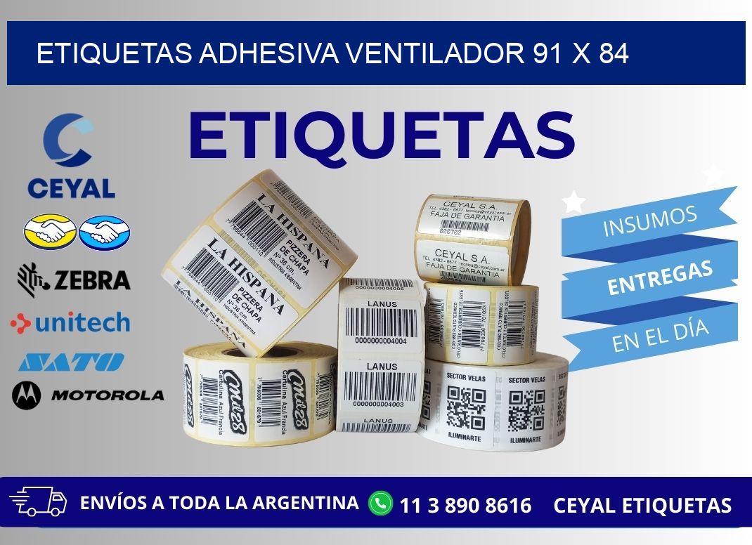 ETIQUETAS ADHESIVA VENTILADOR 91 x 84