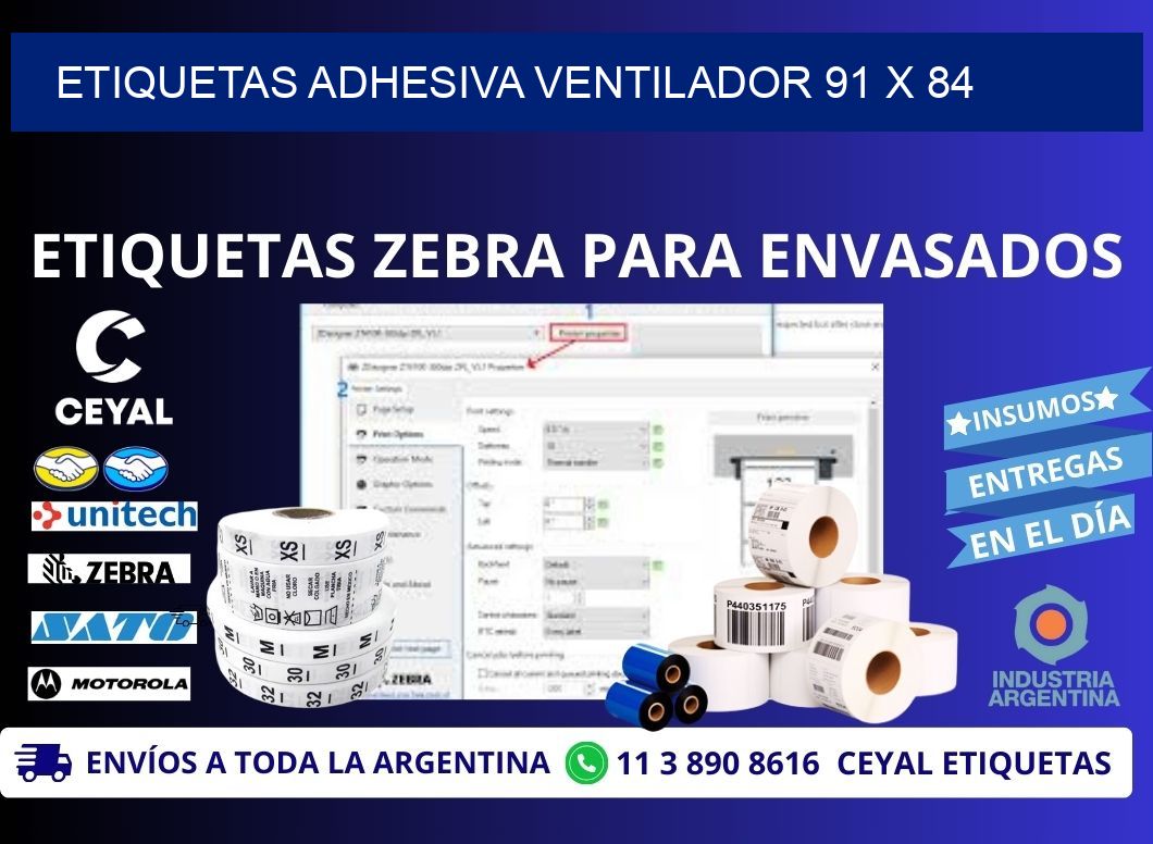 ETIQUETAS ADHESIVA VENTILADOR 91 x 84