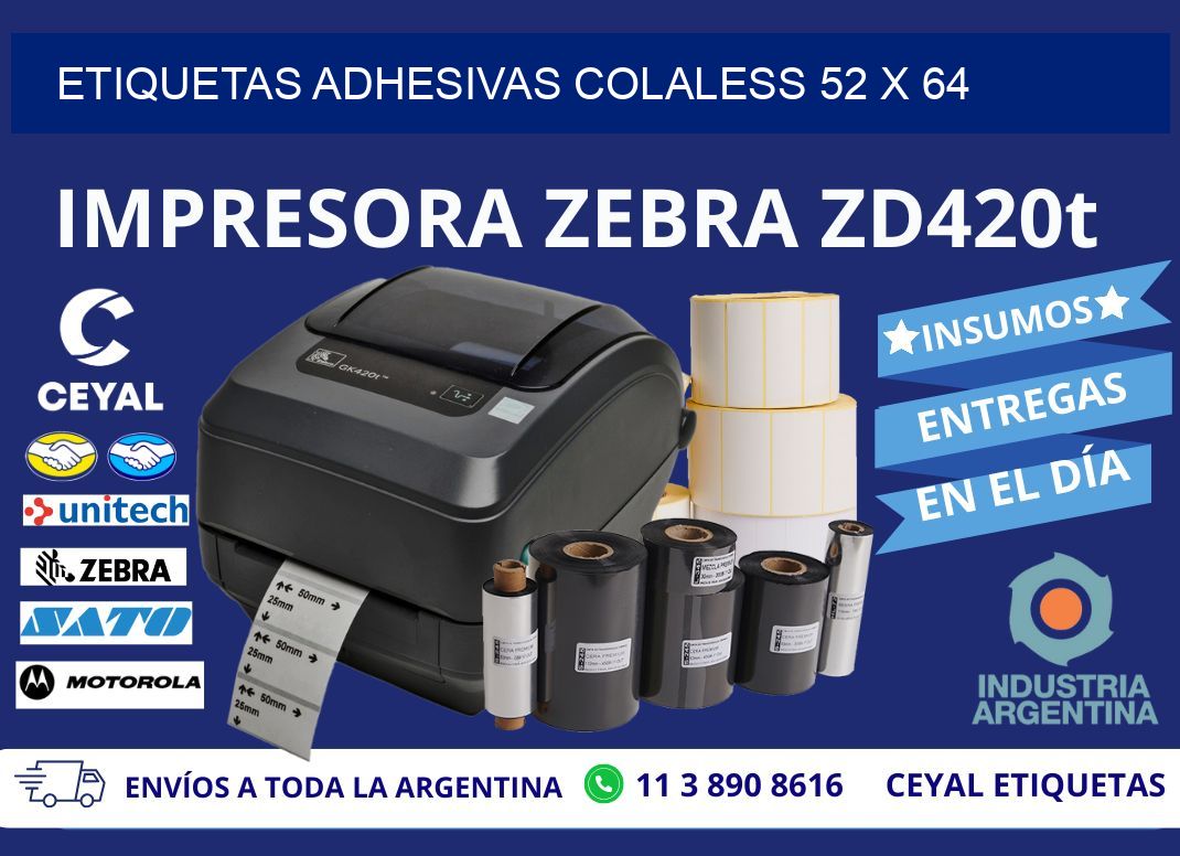 ETIQUETAS ADHESIVAS COLALESS 52 x 64
