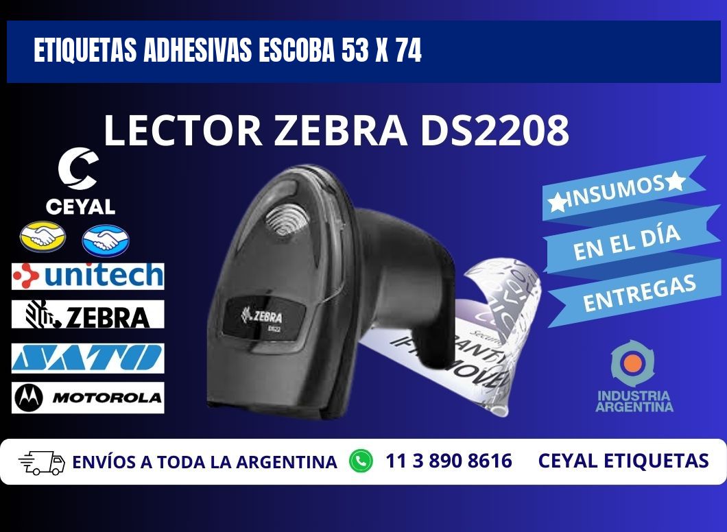 ETIQUETAS ADHESIVAS ESCOBA 53 x 74