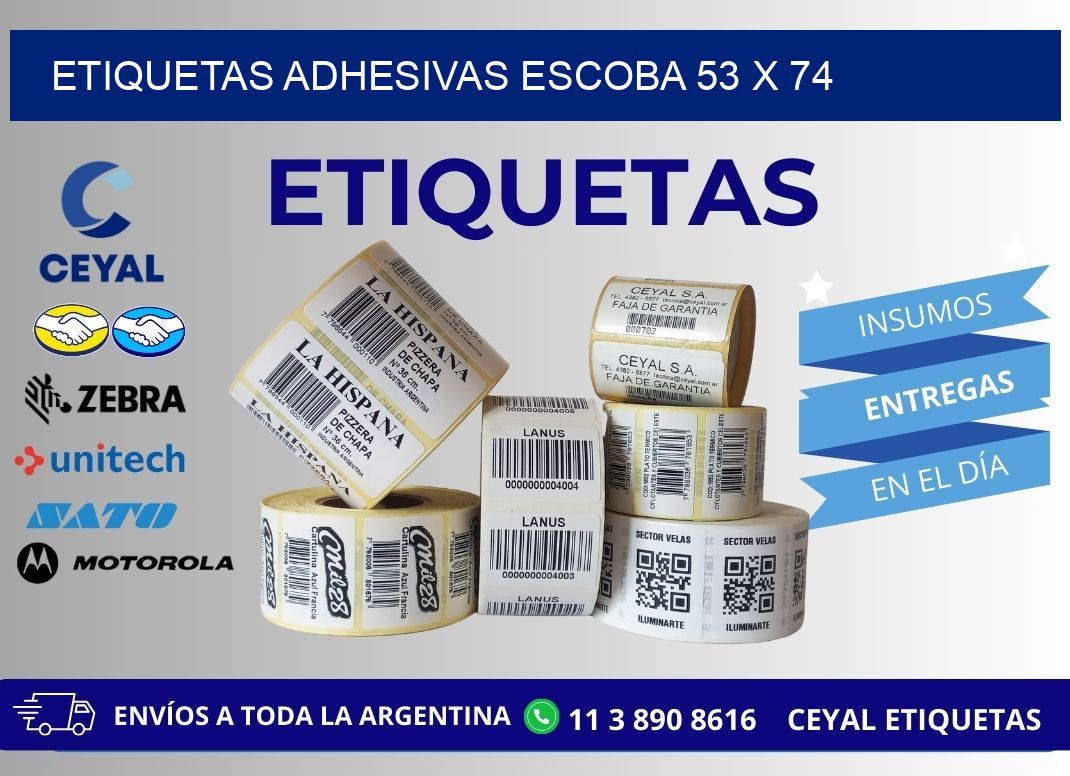ETIQUETAS ADHESIVAS ESCOBA 53 x 74