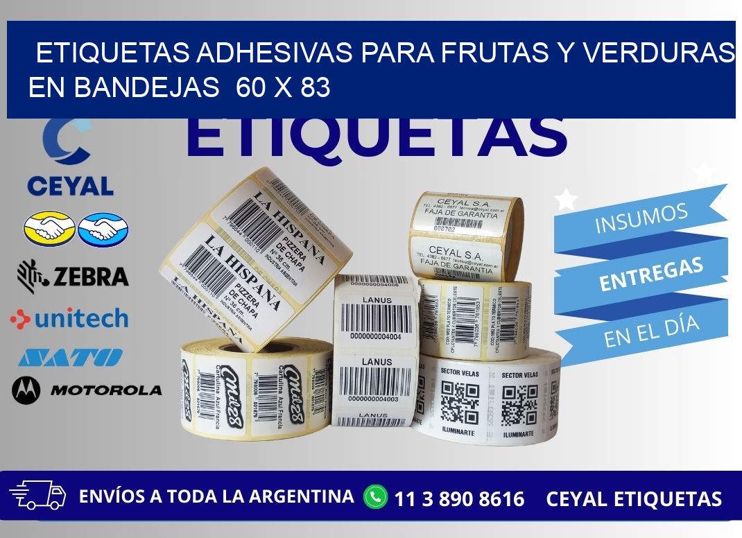 ETIQUETAS ADHESIVAS PARA FRUTAS Y VERDURAS EN BANDEJAS  60 x 83