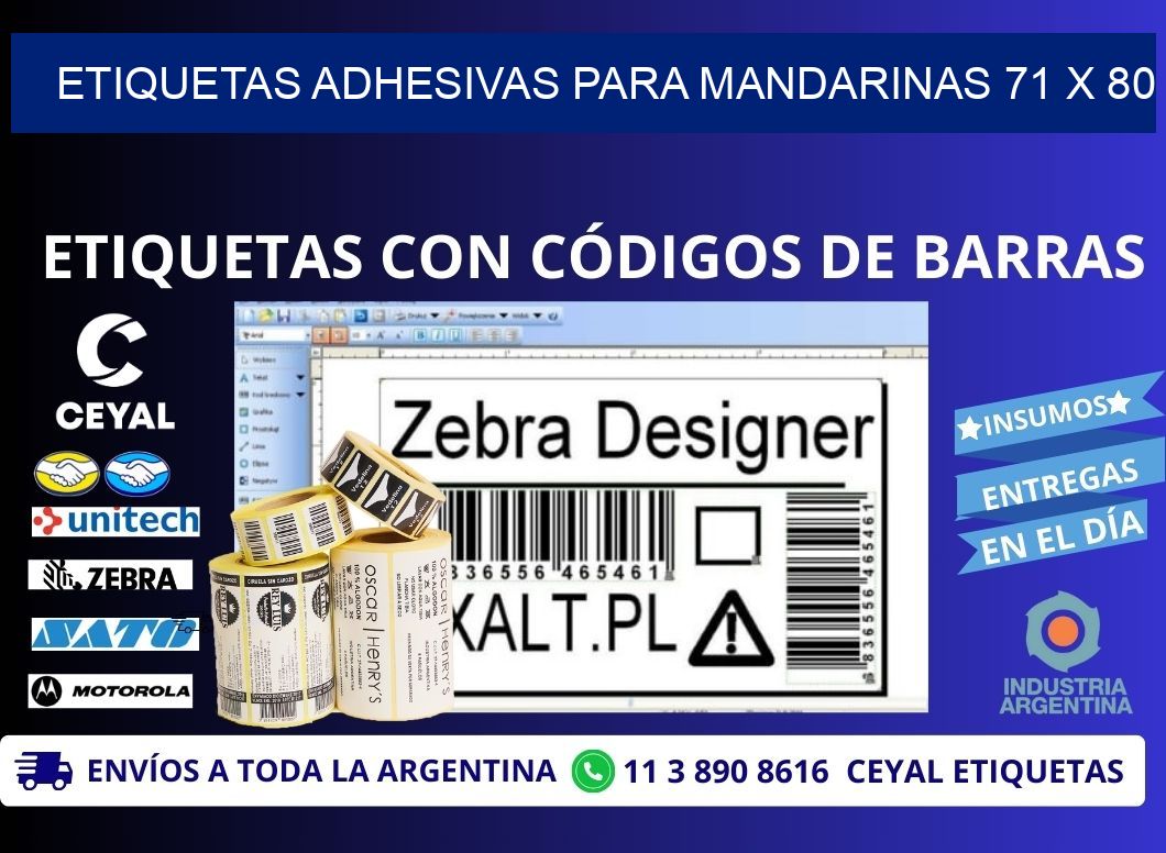 ETIQUETAS ADHESIVAS PARA MANDARINAS 71 x 80