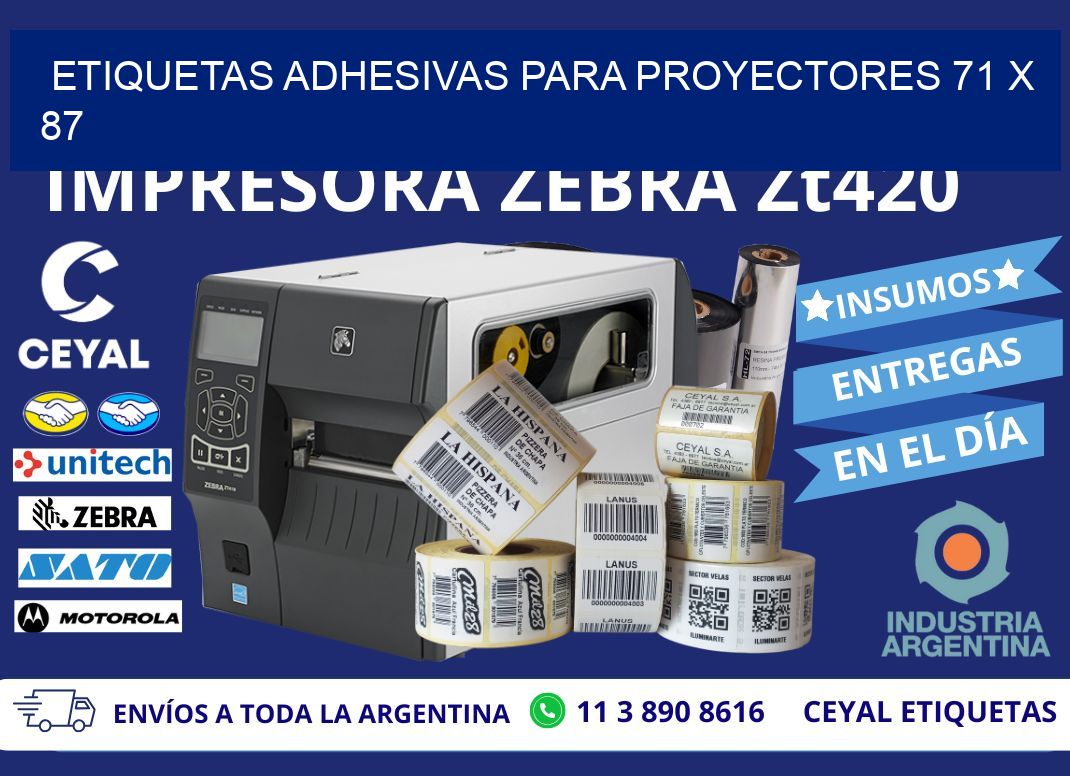 ETIQUETAS ADHESIVAS PARA PROYECTORES 71 x 87