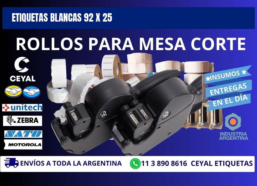 ETIQUETAS BLANCAS 92 x 25
