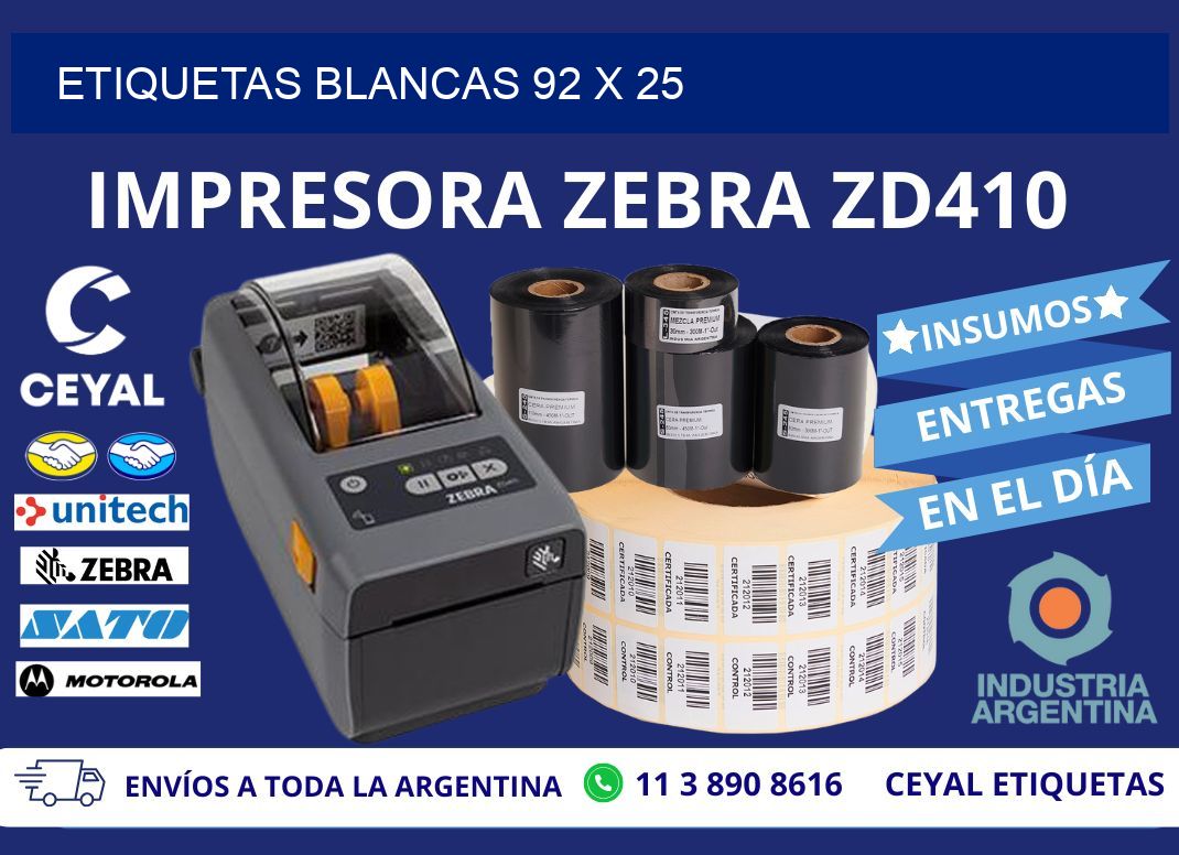 ETIQUETAS BLANCAS 92 x 25