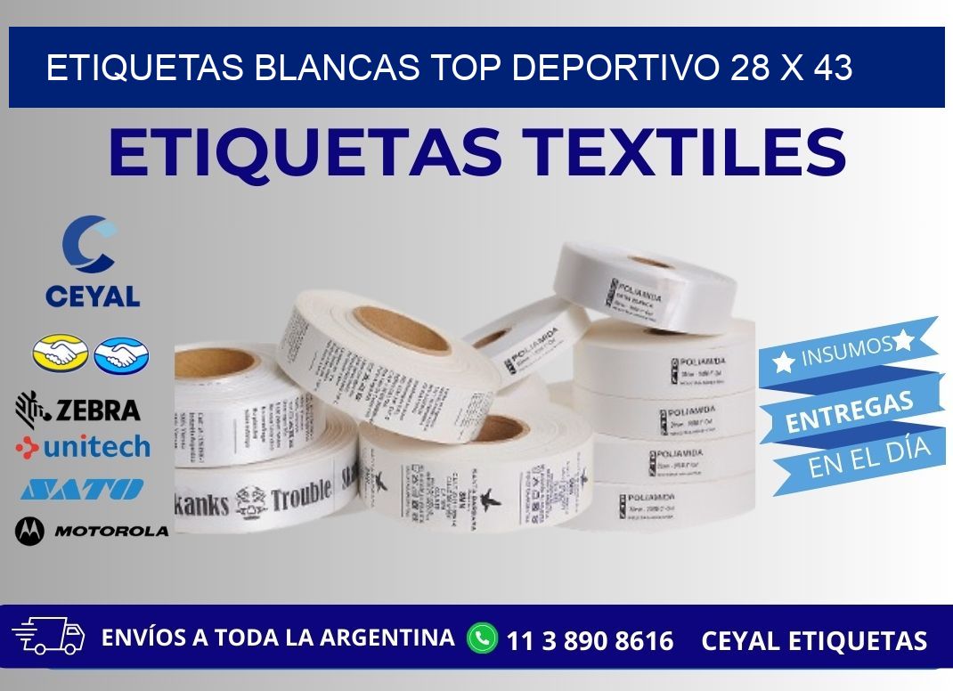 ETIQUETAS BLANCAS TOP DEPORTIVO 28 x 43