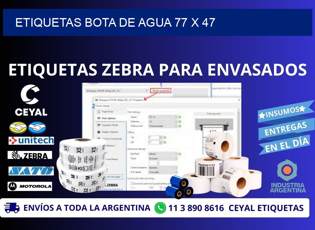 ETIQUETAS BOTA DE AGUA 77 x 47