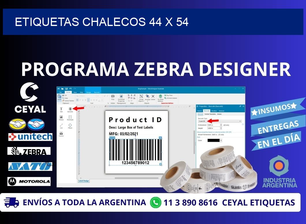ETIQUETAS CHALECOS 44 x 54
