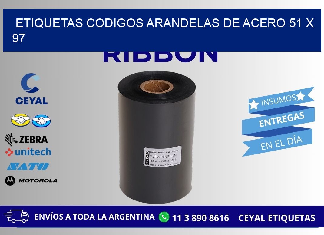 ETIQUETAS CODIGOS ARANDELAS DE ACERO 51 x 97