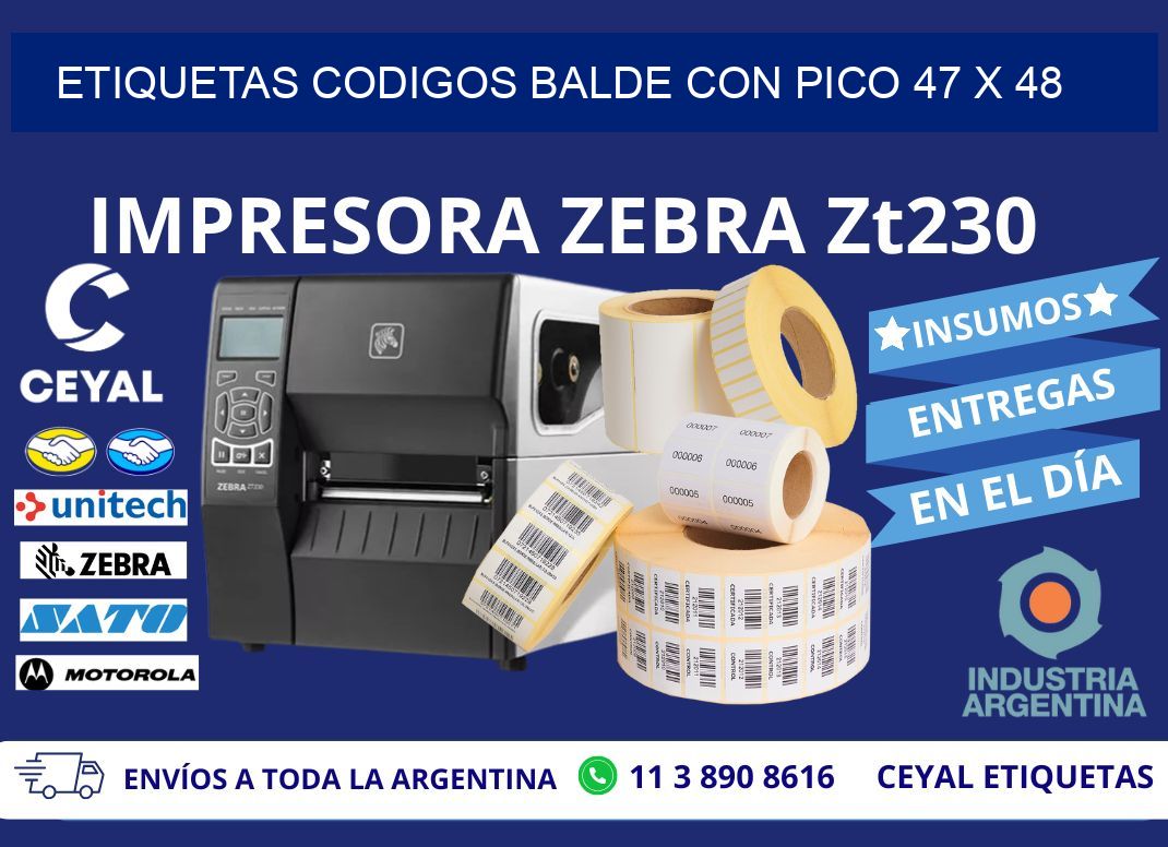 ETIQUETAS CODIGOS BALDE CON PICO 47 x 48