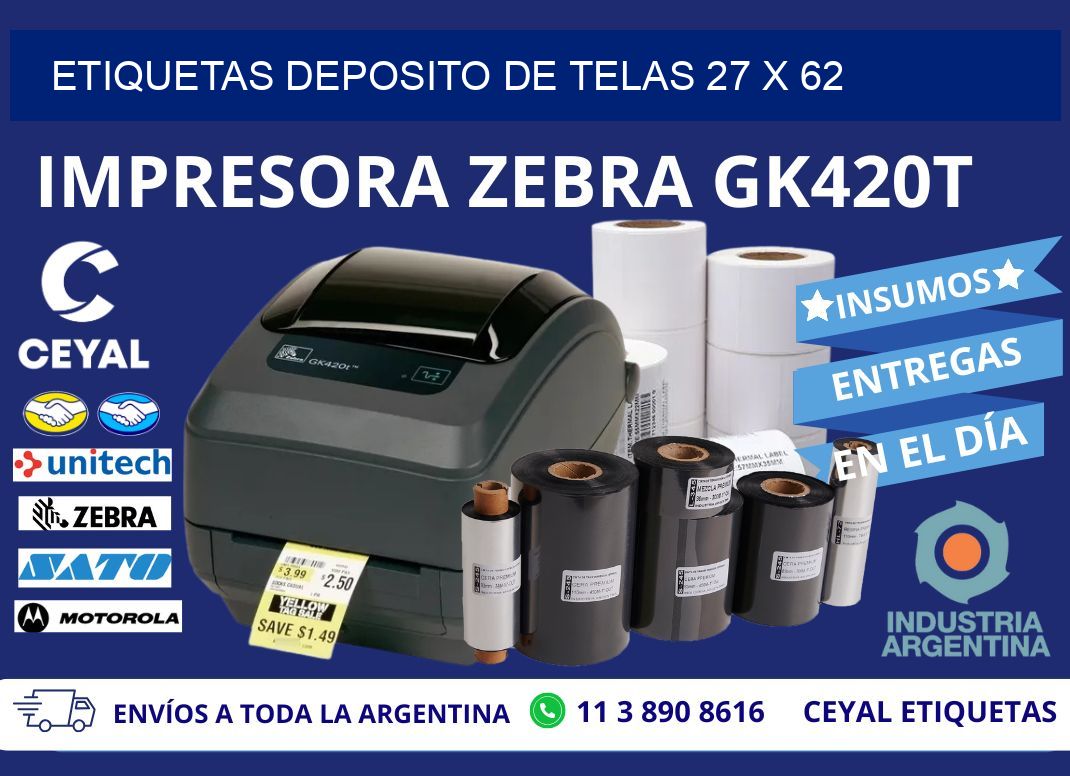 ETIQUETAS DEPOSITO DE TELAS 27 x 62