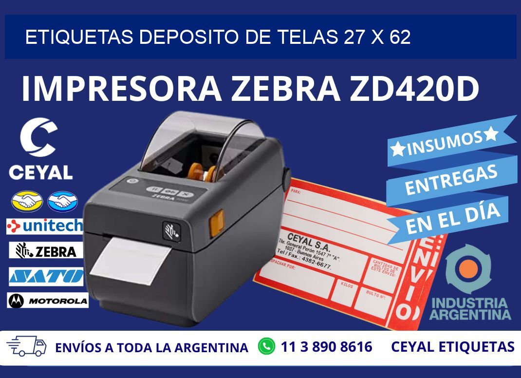 ETIQUETAS DEPOSITO DE TELAS 27 x 62