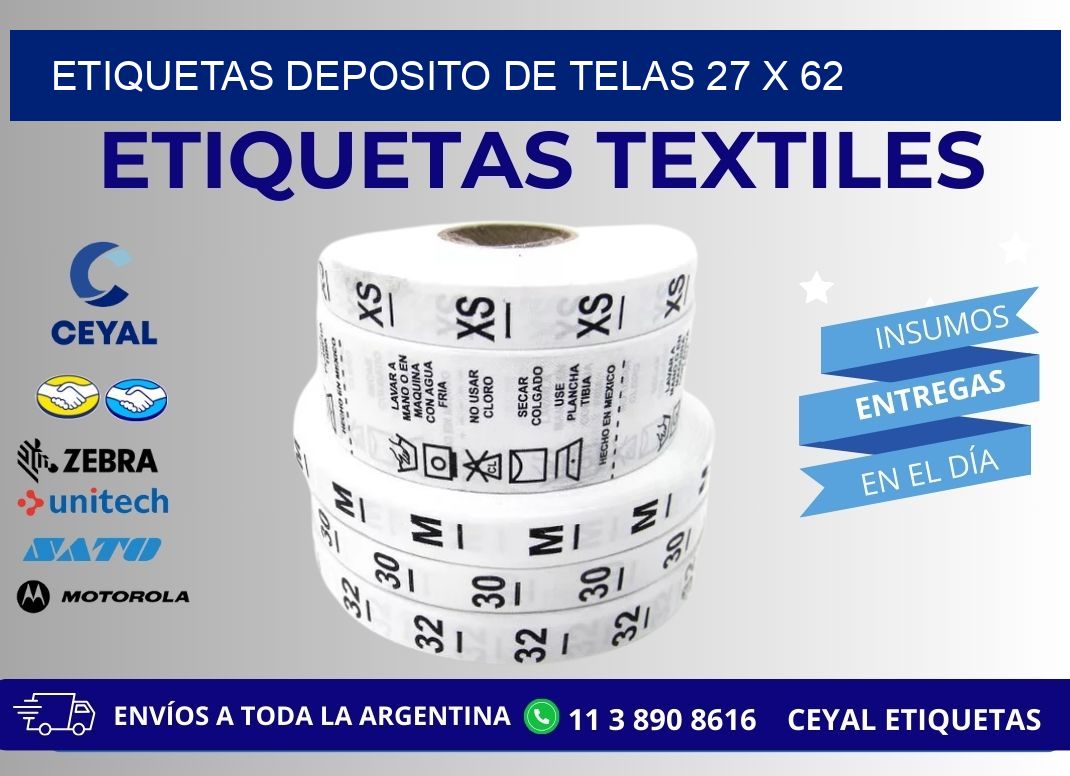 ETIQUETAS DEPOSITO DE TELAS 27 x 62