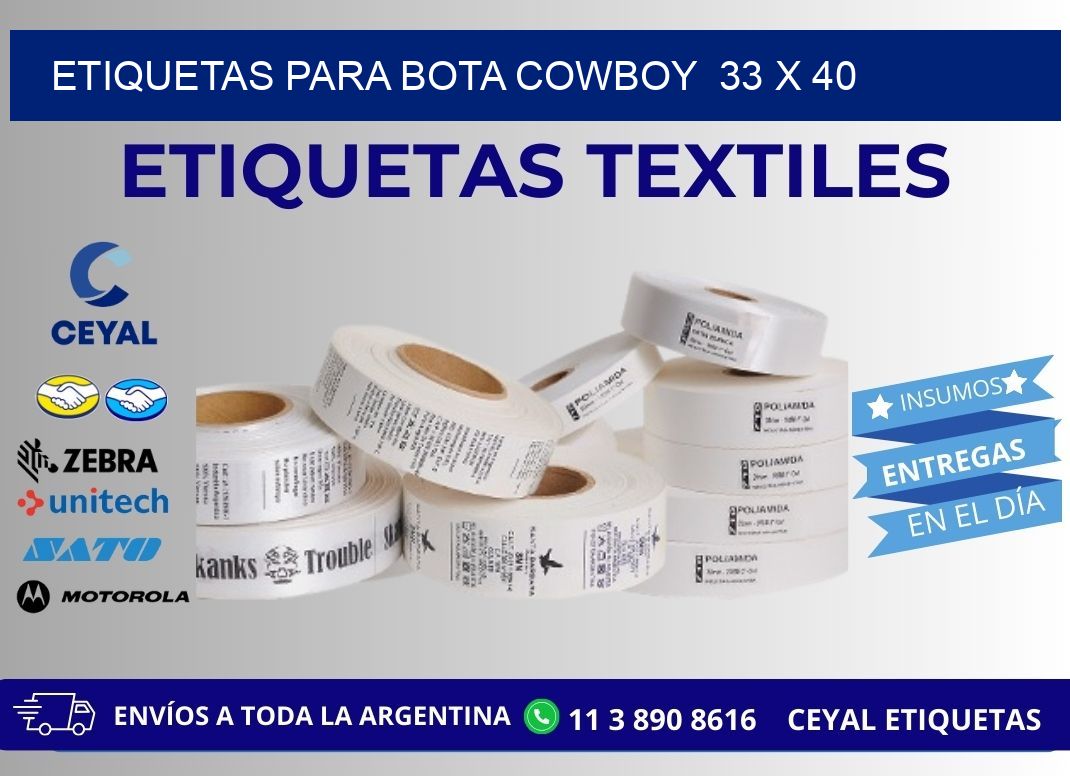 ETIQUETAS PARA BOTA COWBOY 33 x 40
